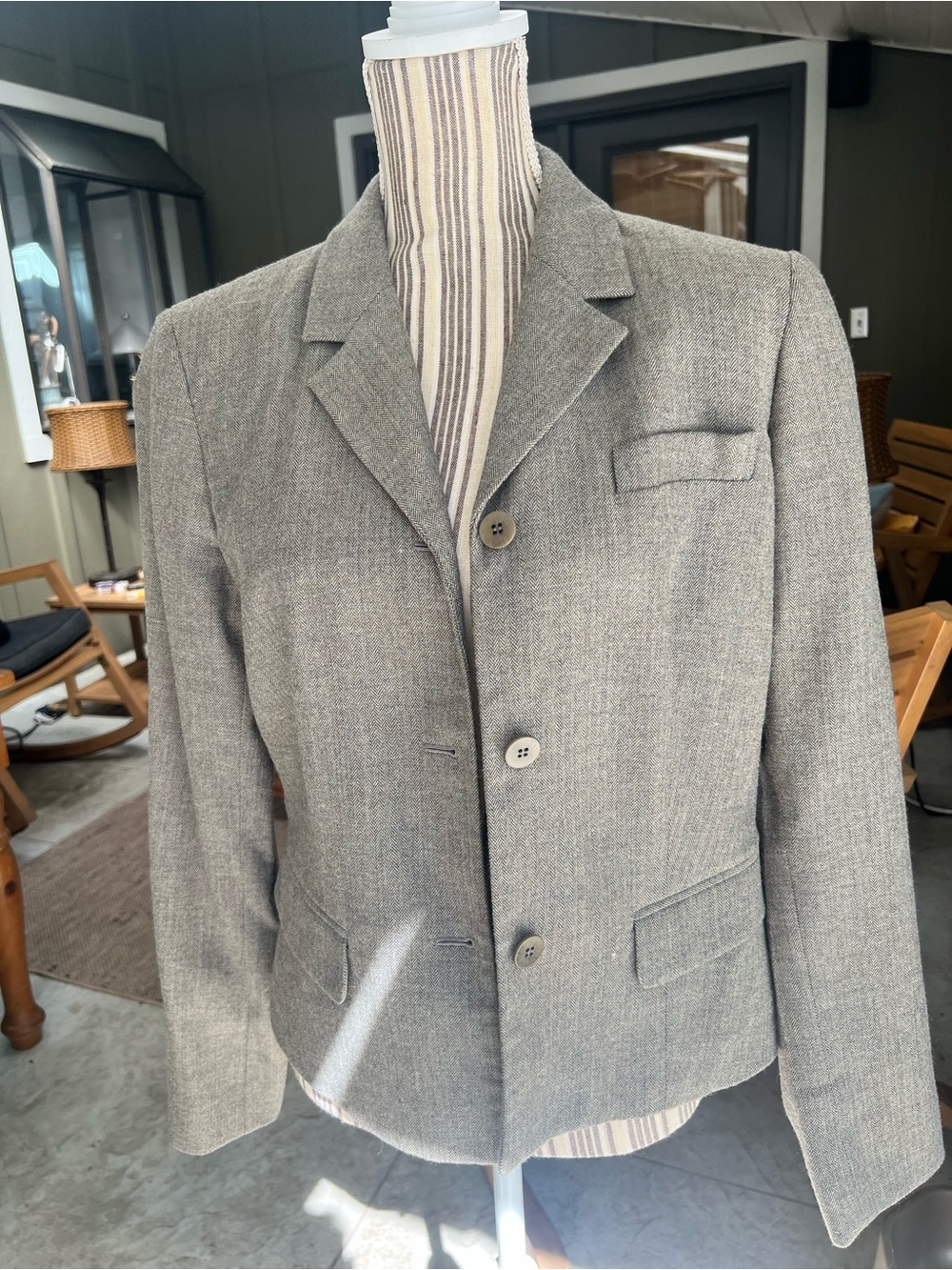 Liz Claiborne Gray Tailored Wool-Blend Blazer